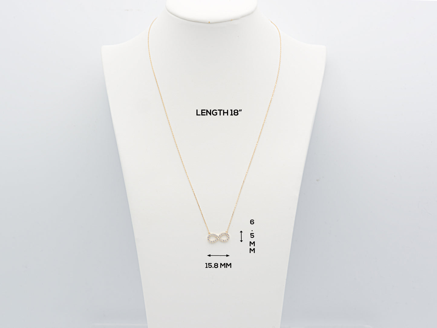 14K solid Yellow Gold Infinity Necklace