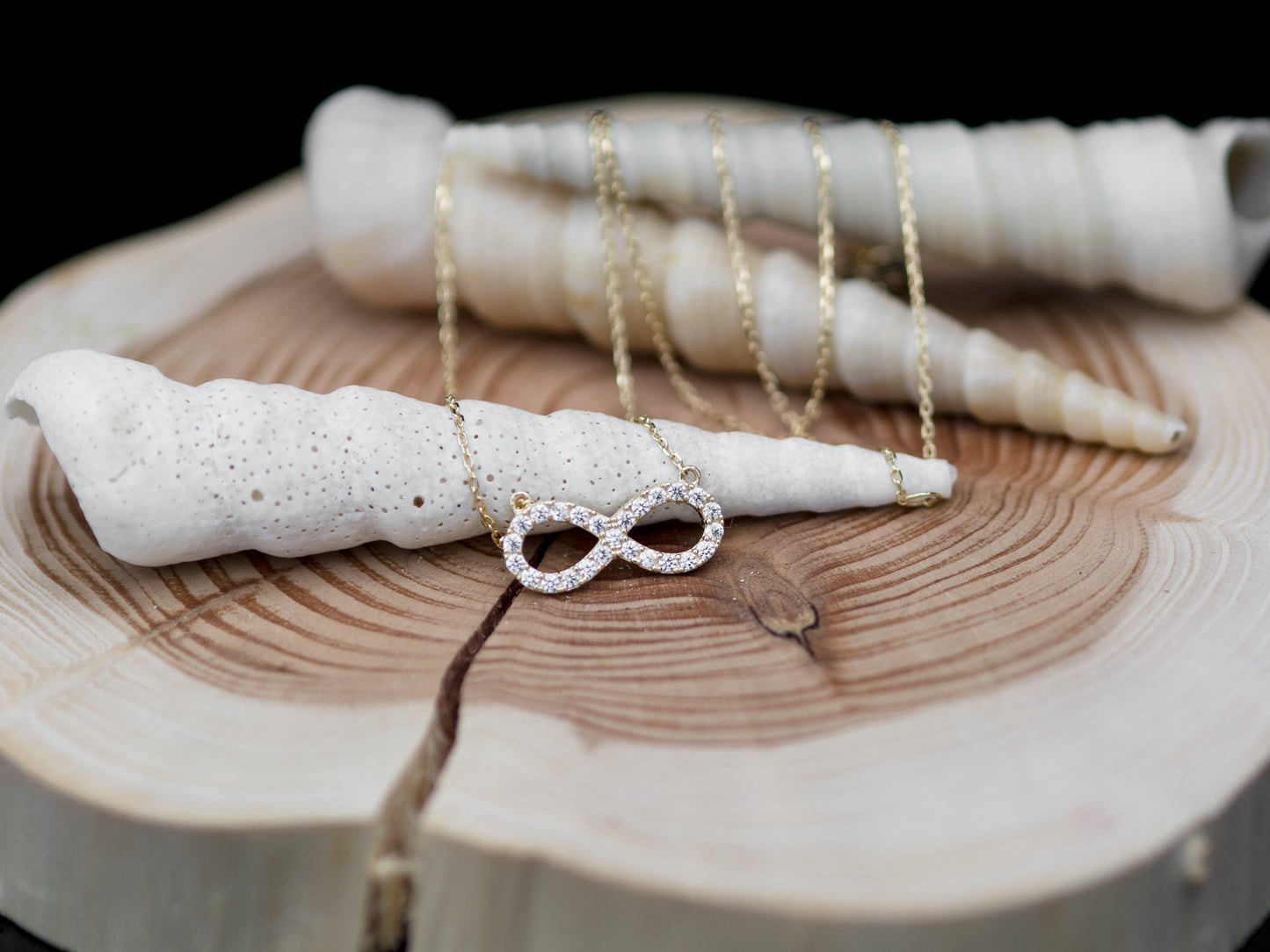 14K solid Yellow Gold Infinity Necklace