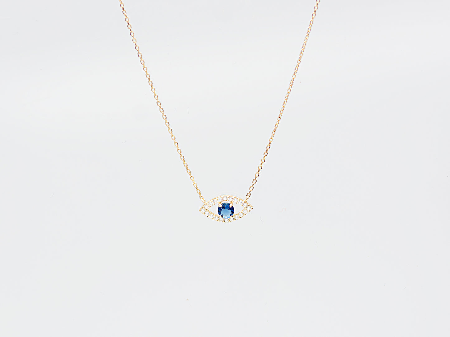 14K solid Gold Evil eye Necklace