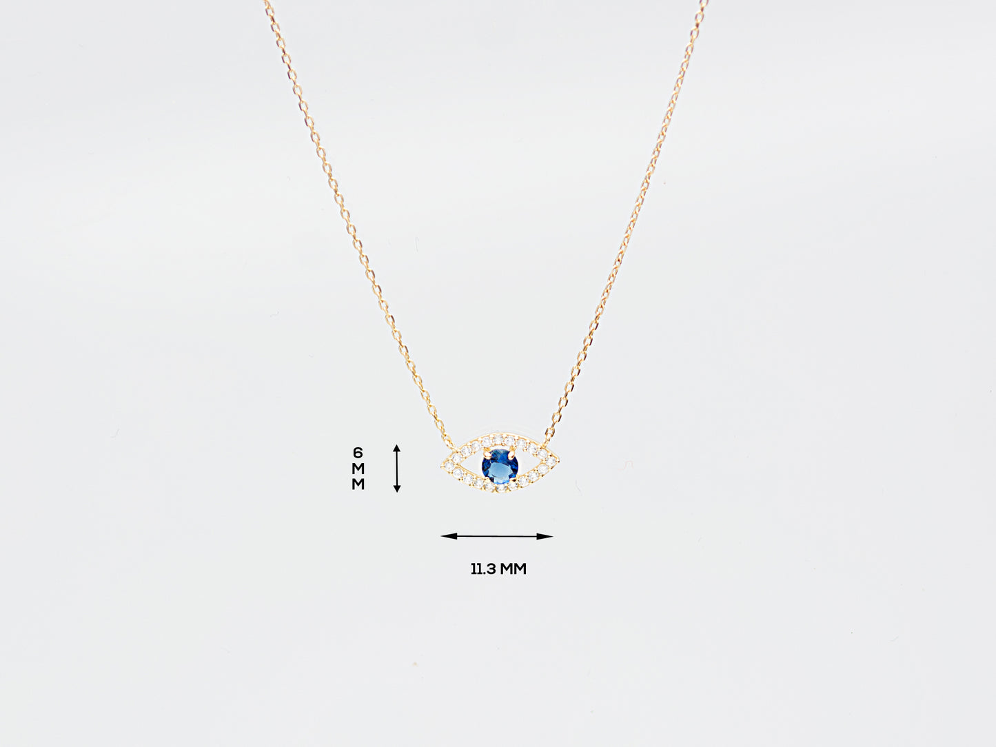 14K solid Gold Evil eye Necklace