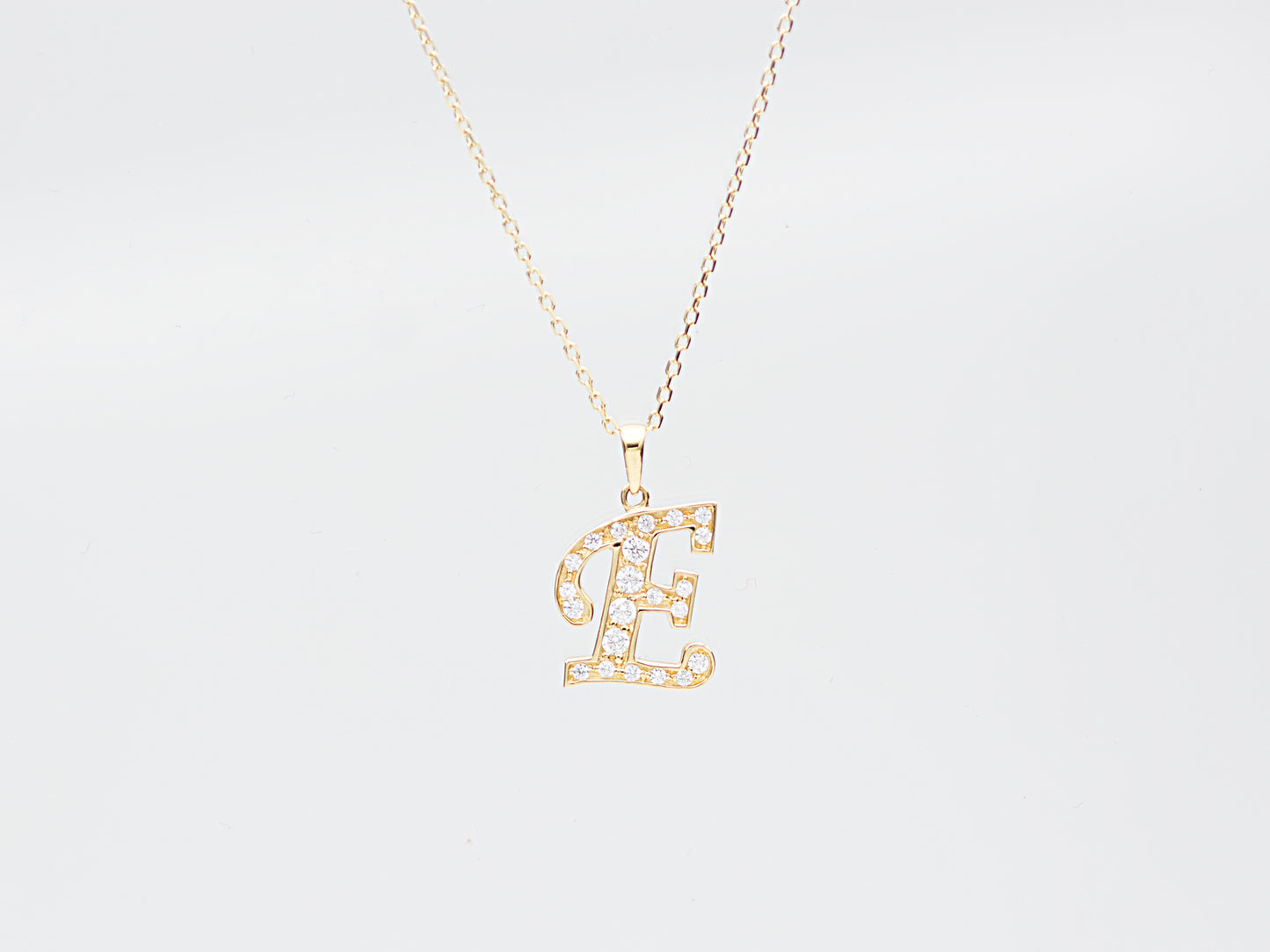 14K Solid Gold high quality simulated Diamond Initial Necklace