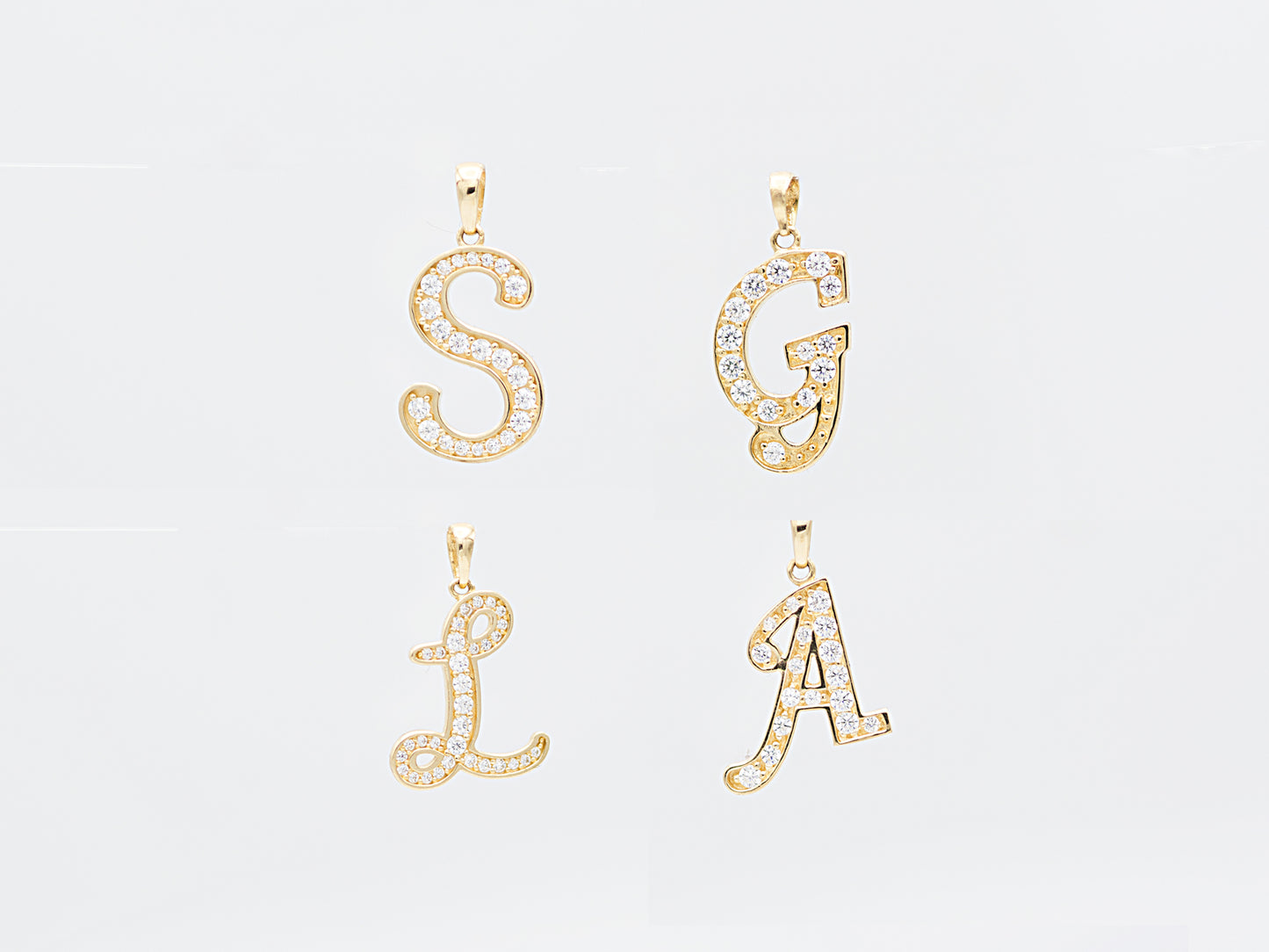 14K Solid Gold high quality simulated Diamond Initial Necklace