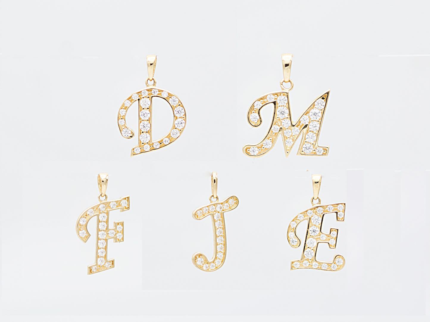 14K Solid Gold high quality simulated Diamond Initial Necklace