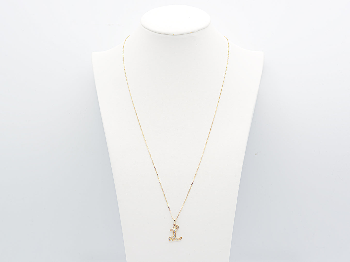 14K Solid Gold high quality simulated Diamond Initial Necklace