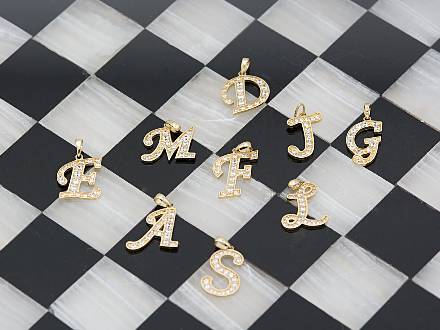14K Solid Gold high quality simulated Diamond Initial Necklace