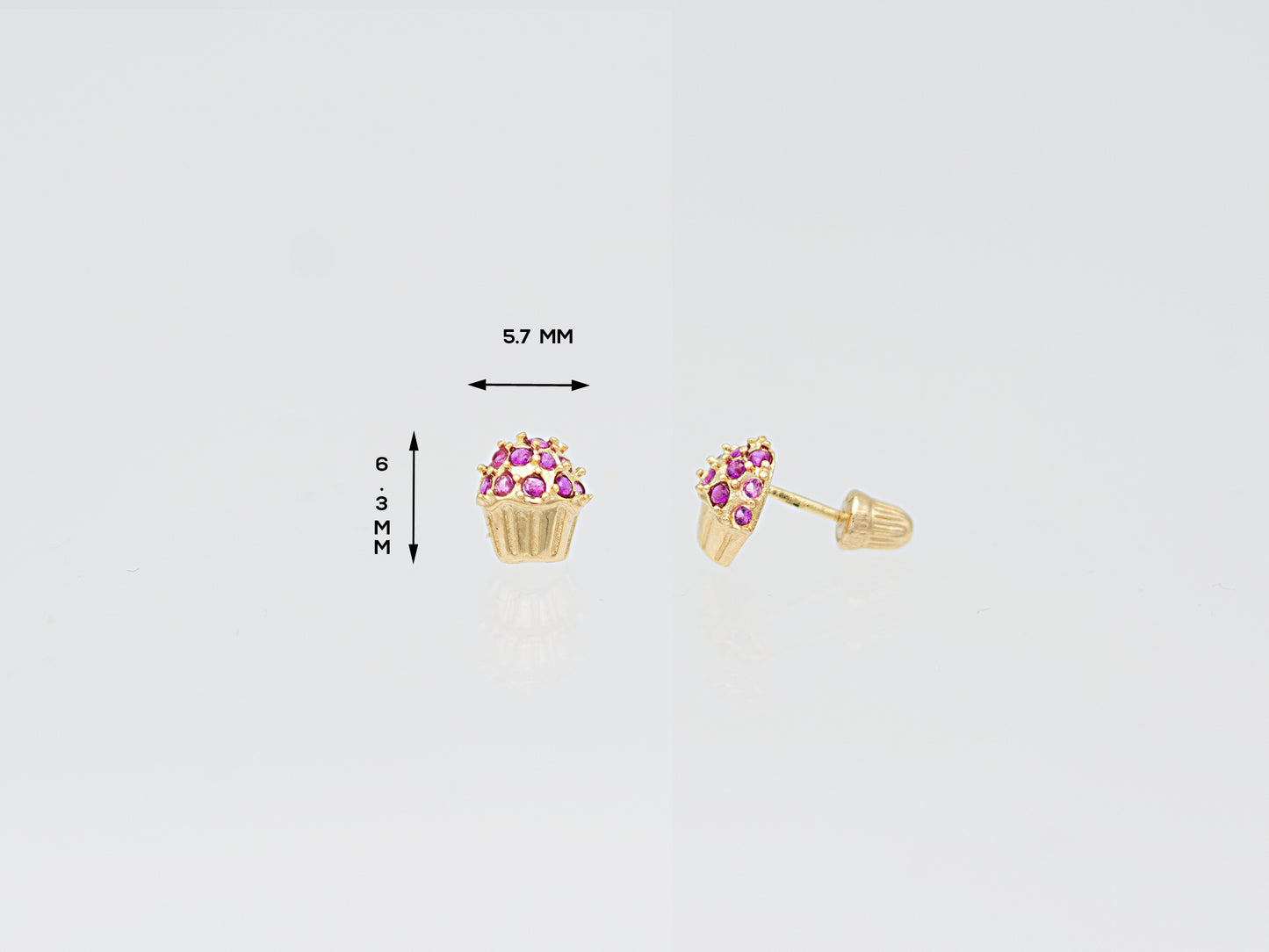 14K solid gold Cup Cake stud earring