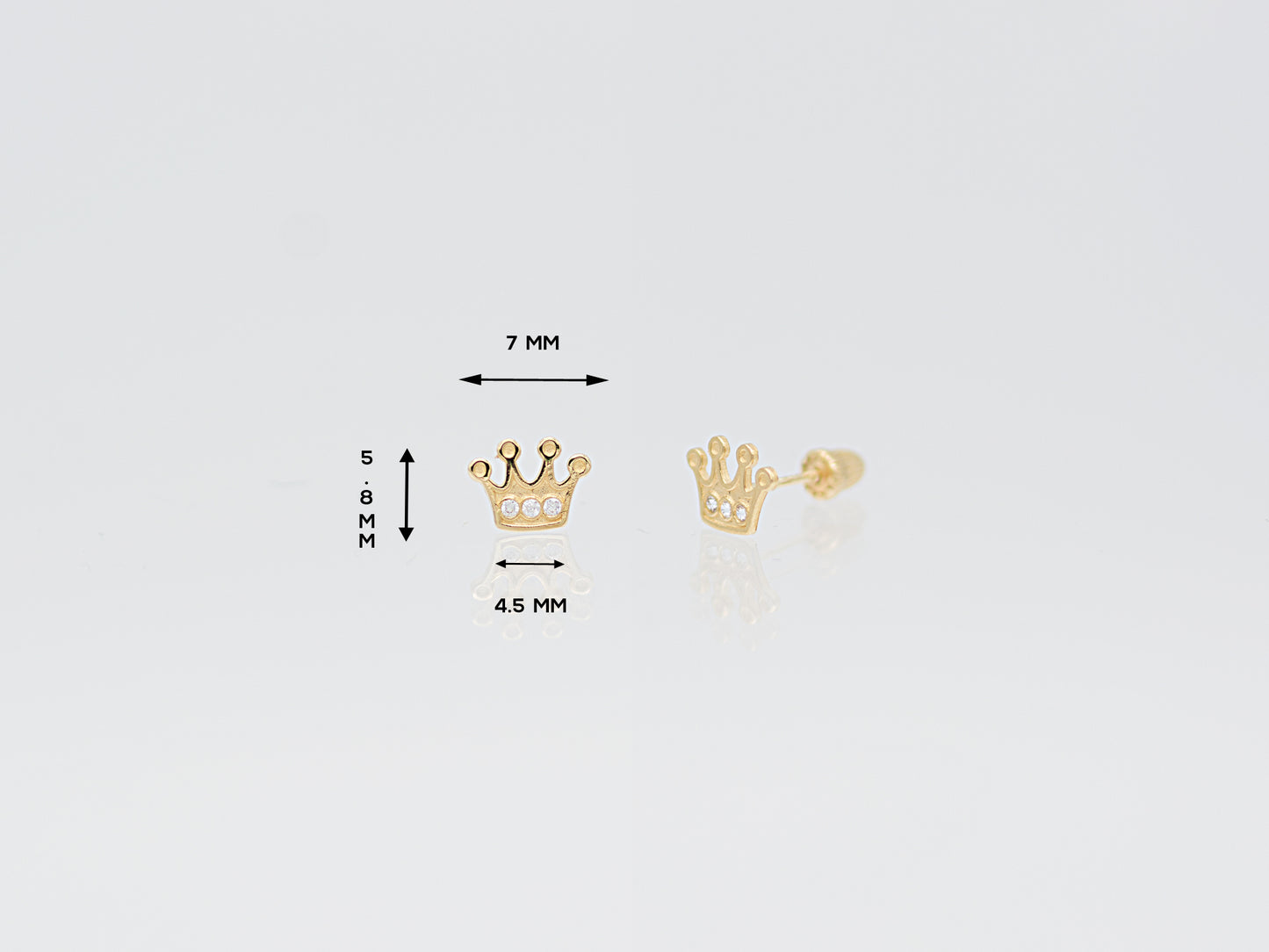 Minimalist & Dainty Royal Crown 14K solid earring stud