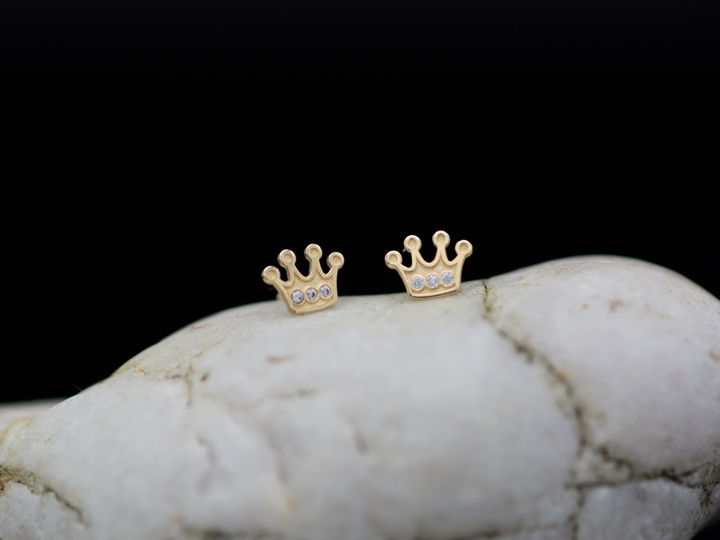 Minimalist & Dainty Royal Crown 14K solid earring stud