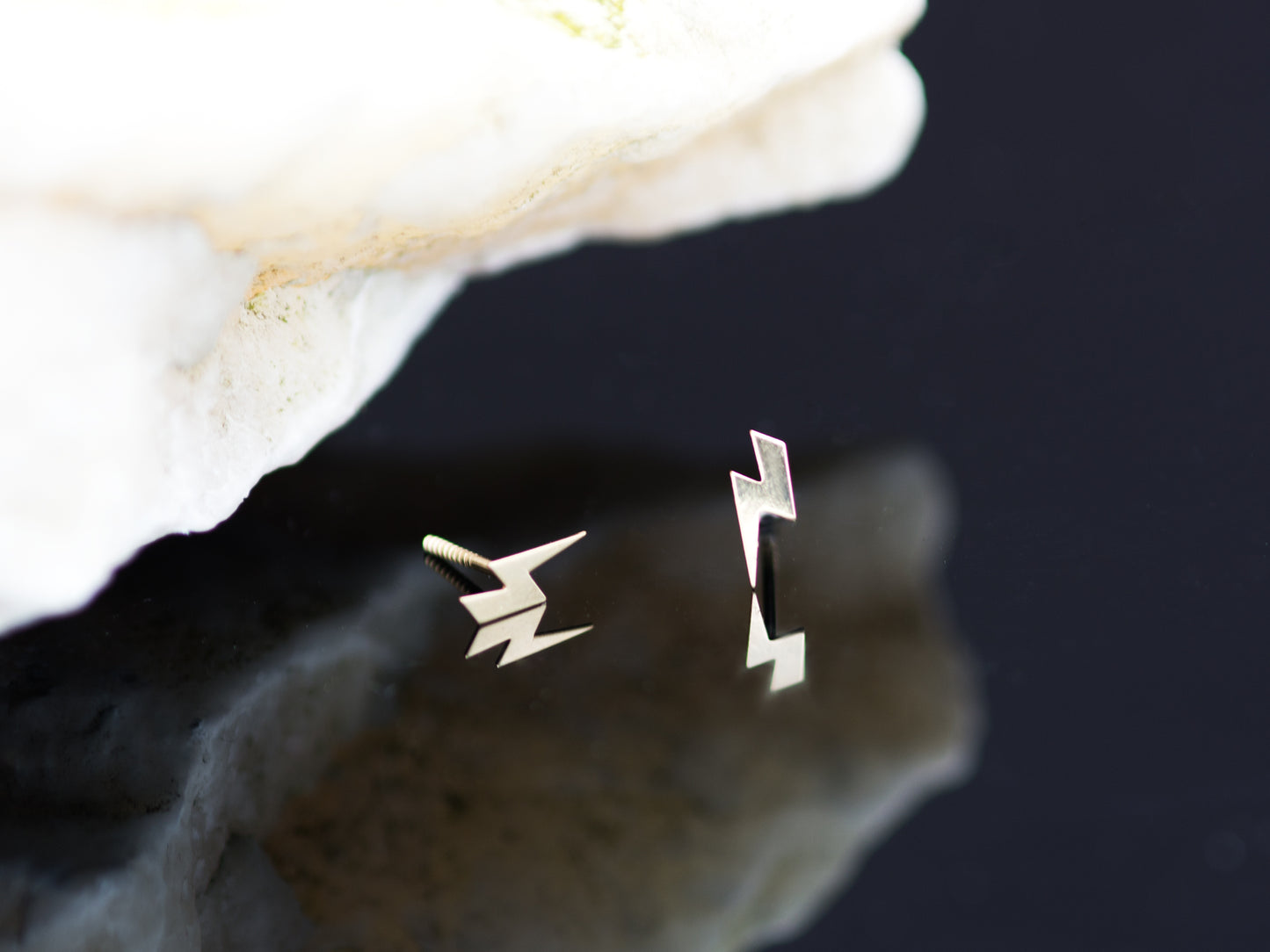 14K trendy lightning Bolt post earring