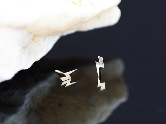 14K trendy lightning Bolt post earring