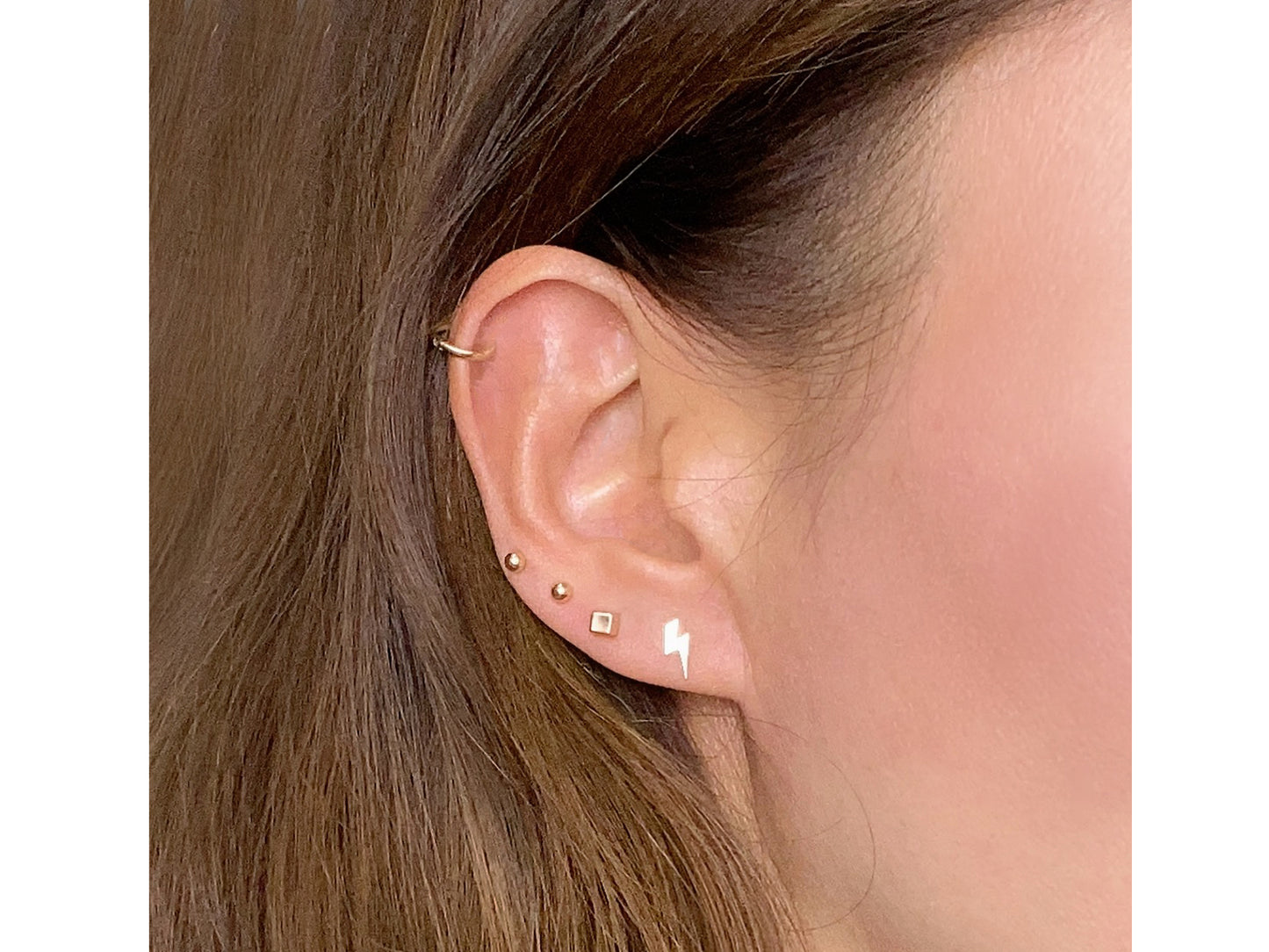 14K trendy lightning Bolt post earring