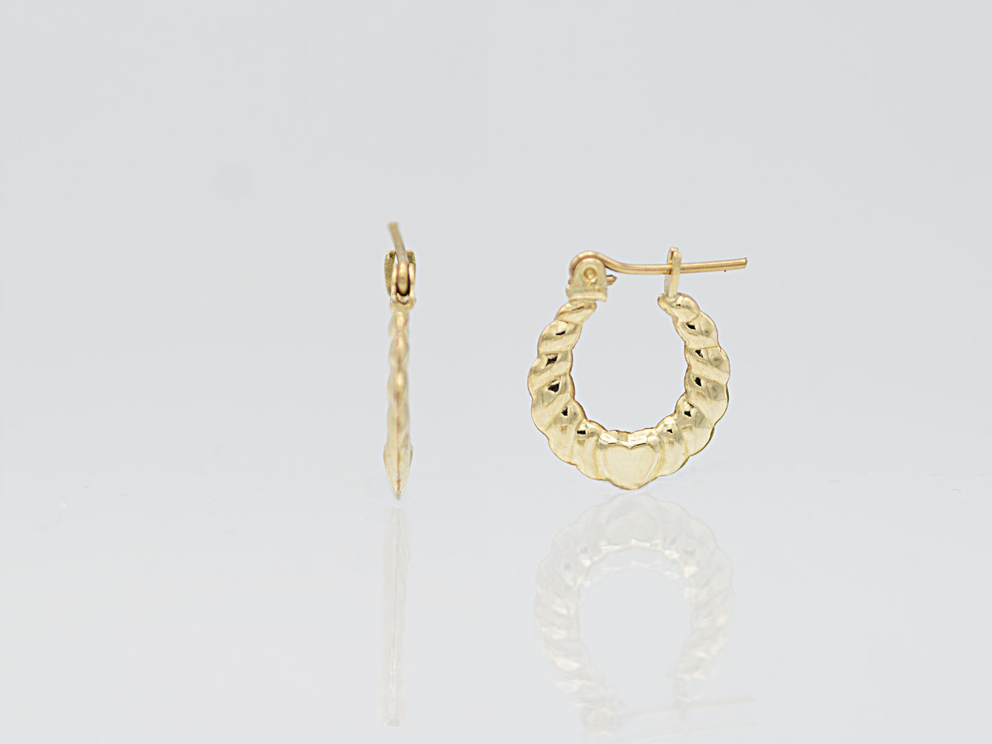 14K Solid Gold Croissant twisted mini Hoop