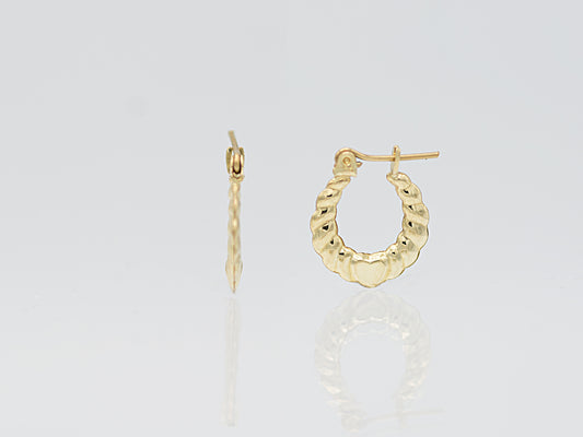 14K Solid Gold Croissant twisted mini Hoop