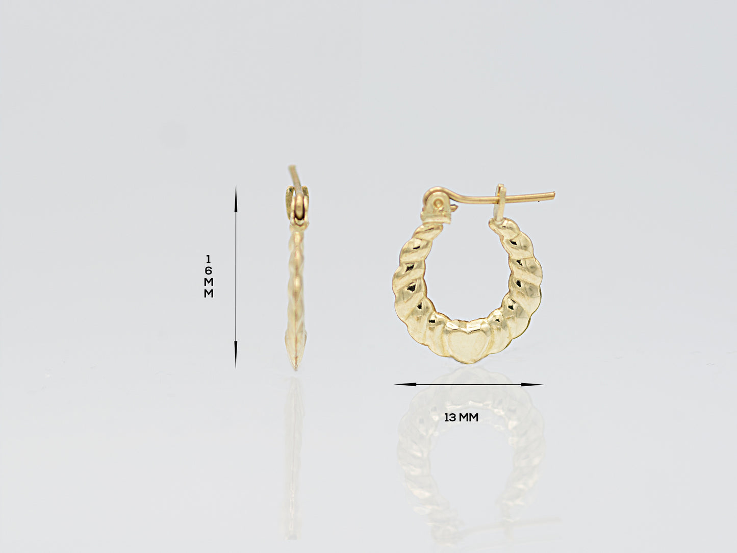14K Solid Gold Croissant twisted mini Hoop
