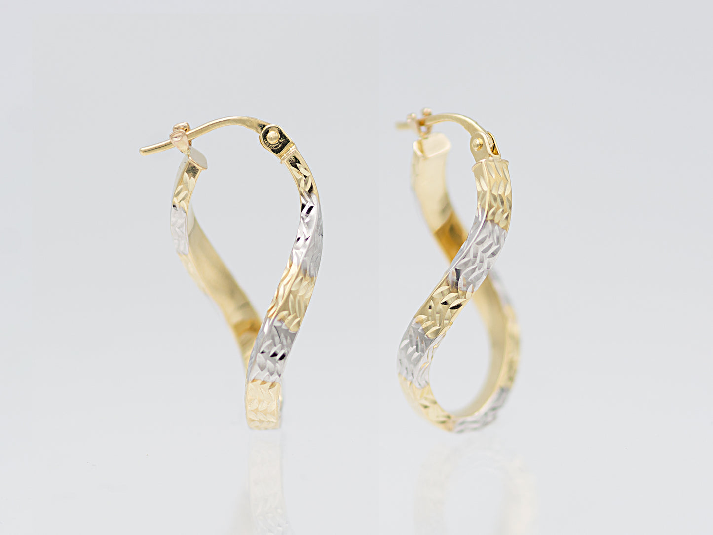 Diamond Cut Twisted Figure 8 Hoop Earrings