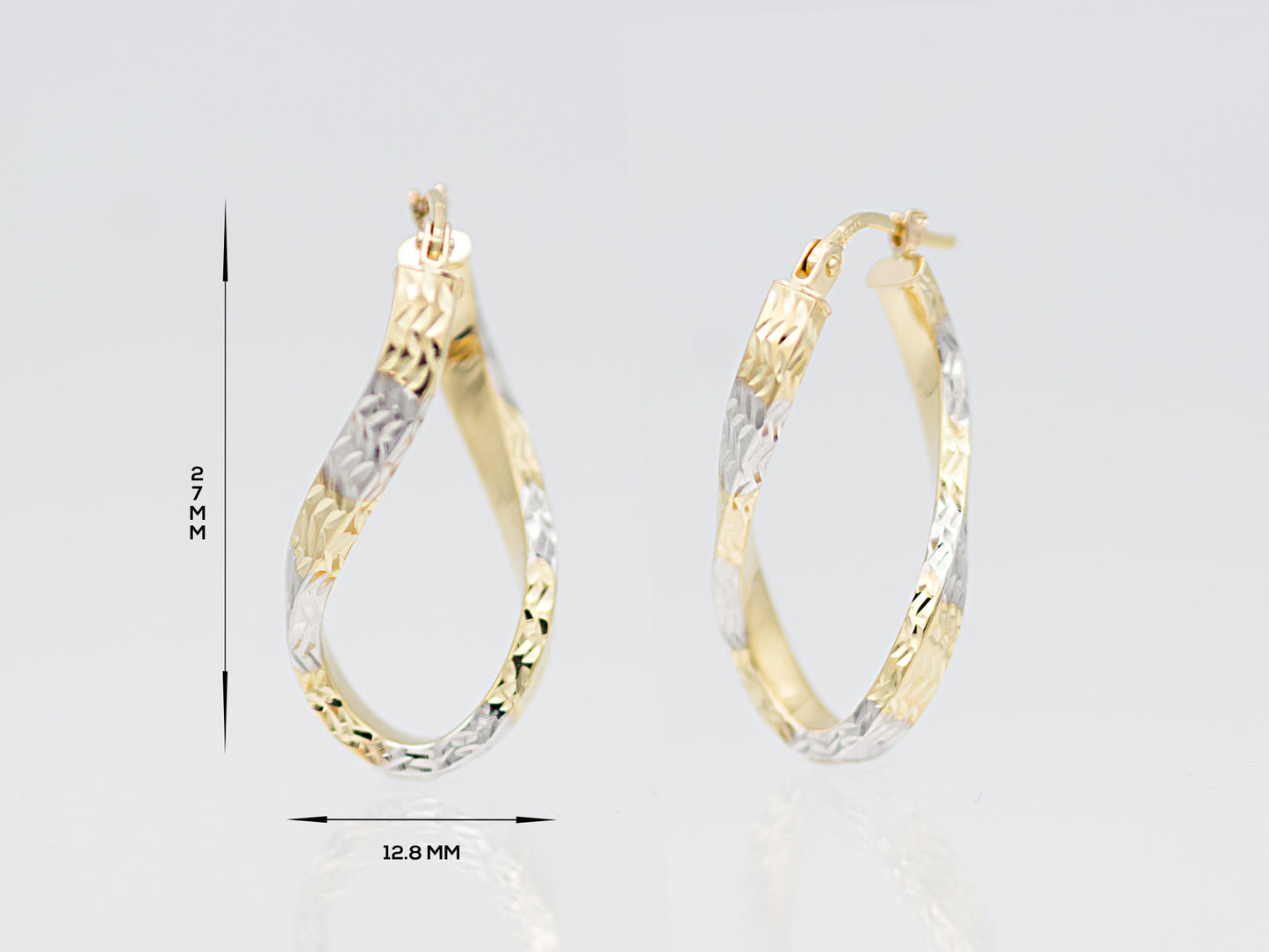 Diamond Cut Twisted Figure 8 Hoop Earrings