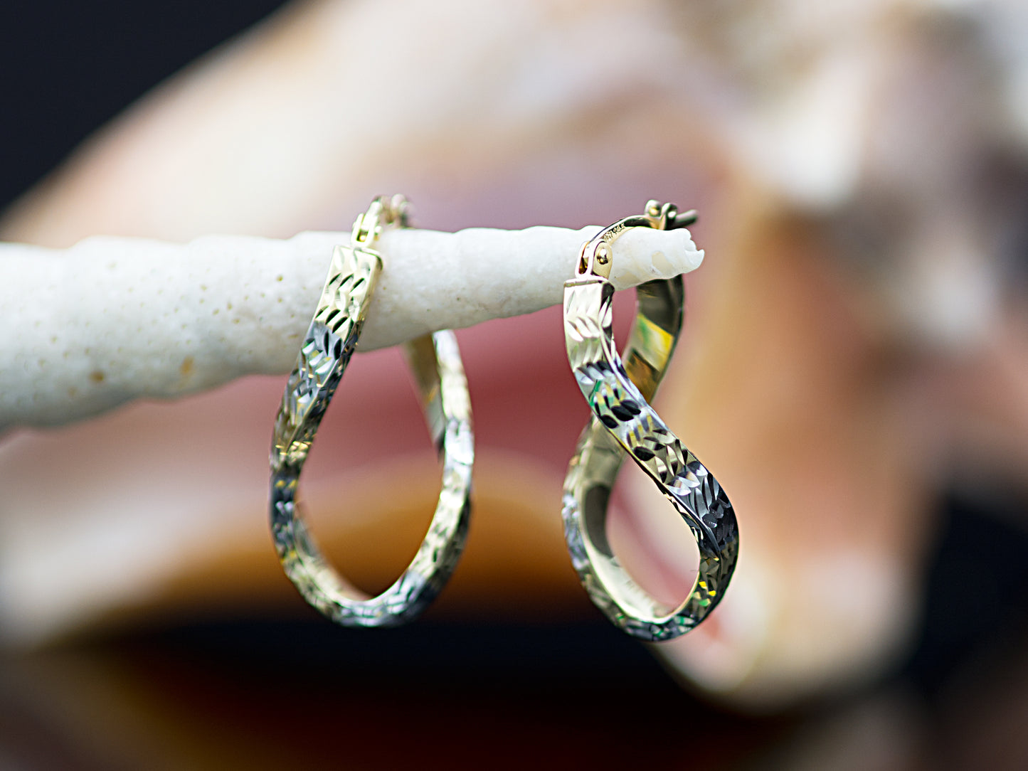 Diamond Cut Twisted Figure 8 Hoop Earrings