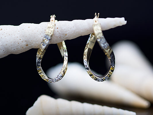Diamond Cut Twisted Figure 8 Hoop Earrings