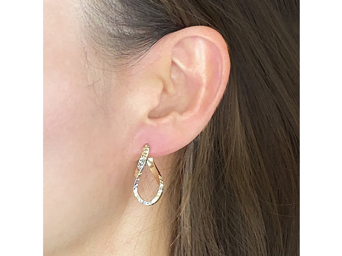Diamond Cut Twisted Figure 8 Hoop Earrings