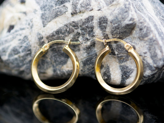 Knife Edge Hoop Earrings In 14K Yellow Gold tube huggie