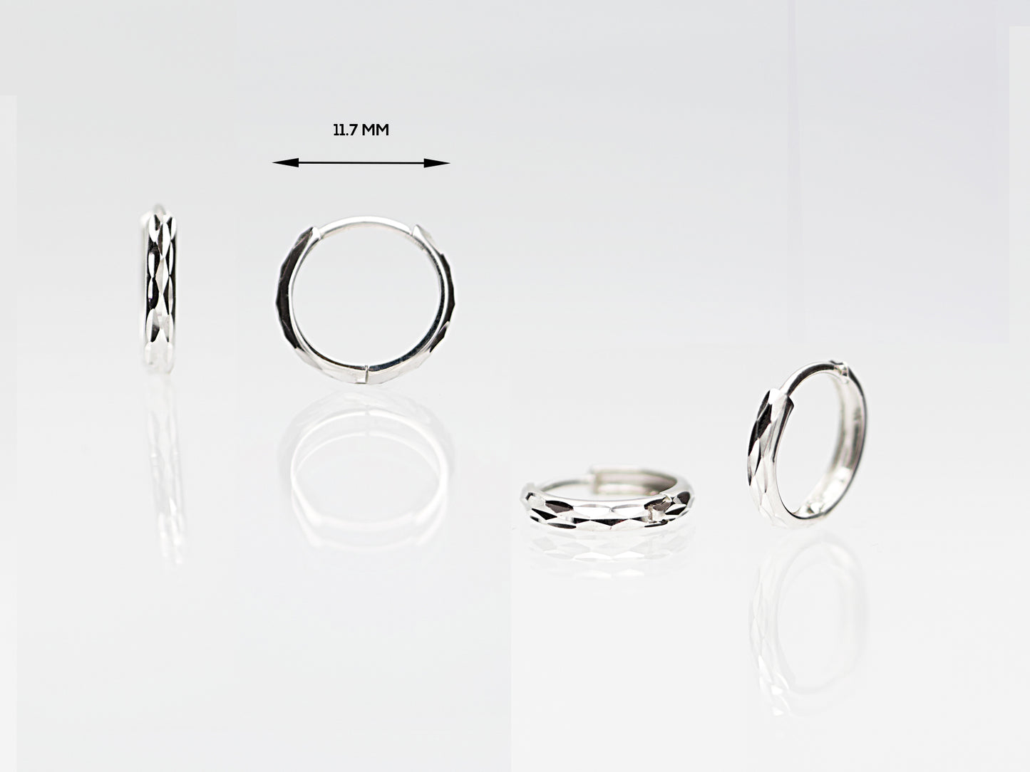 14K Solid Yellow/White Gold cutting shape mini hoop