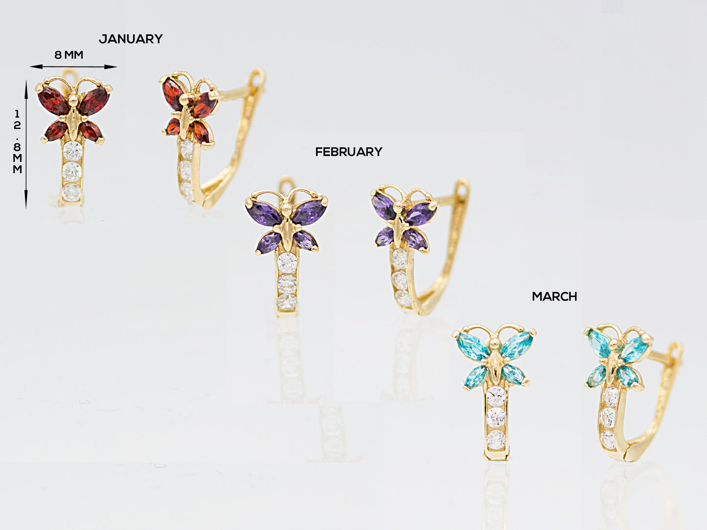 14kt Yellow Gold Butterfly Birthstone earrings