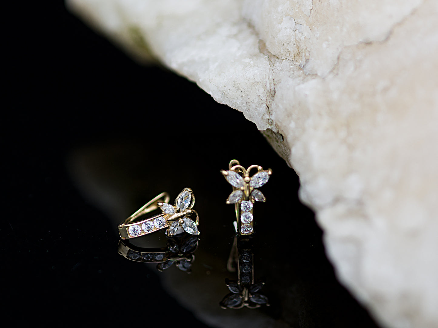 14kt Yellow Gold Butterfly Birthstone earrings