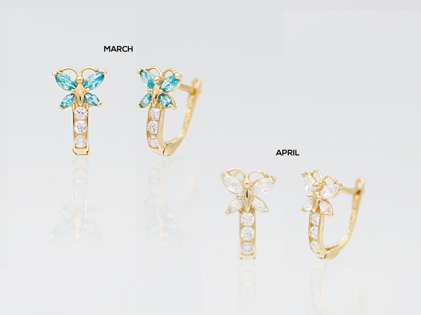 14kt Yellow Gold Butterfly Birthstone earrings