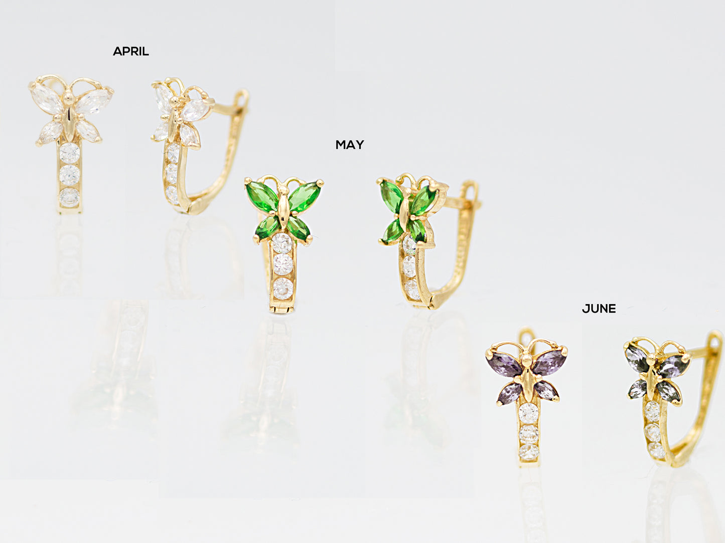 14kt Yellow Gold Butterfly Birthstone earrings
