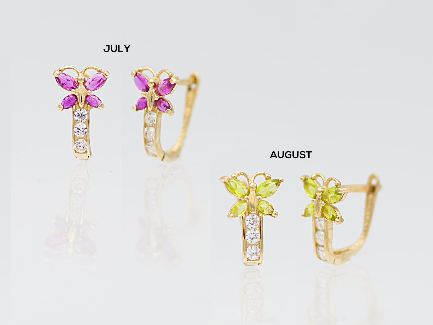 14kt Yellow Gold Butterfly Birthstone earrings