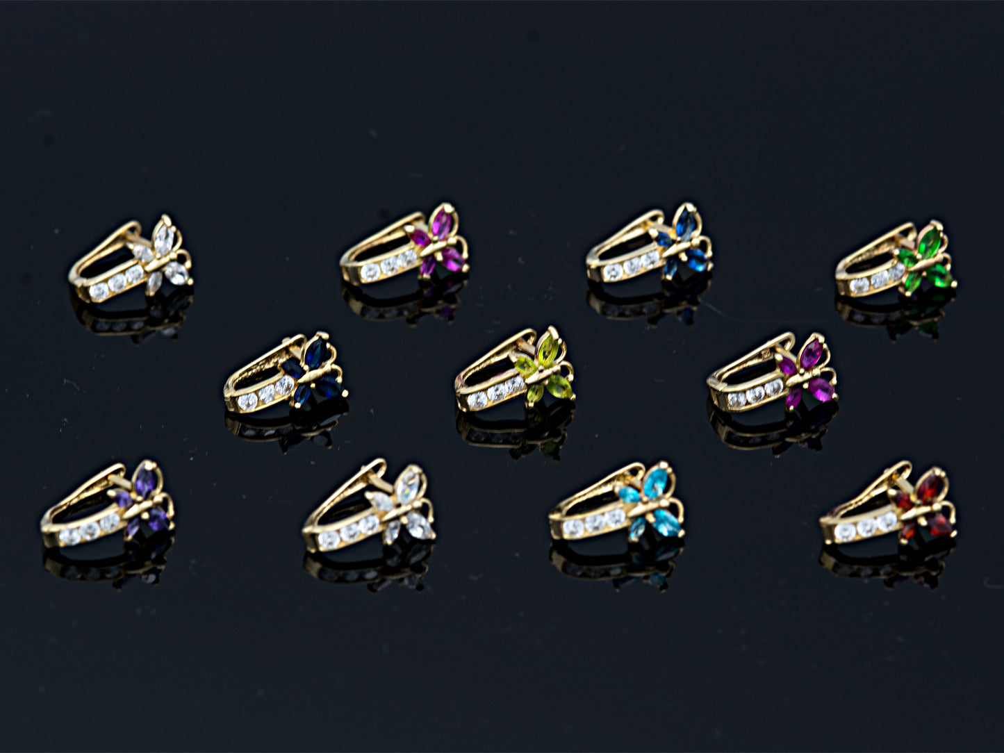 14kt Yellow Gold Butterfly Birthstone earrings