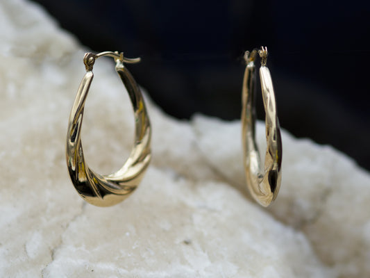 Oval Twisted Hoop Earrings