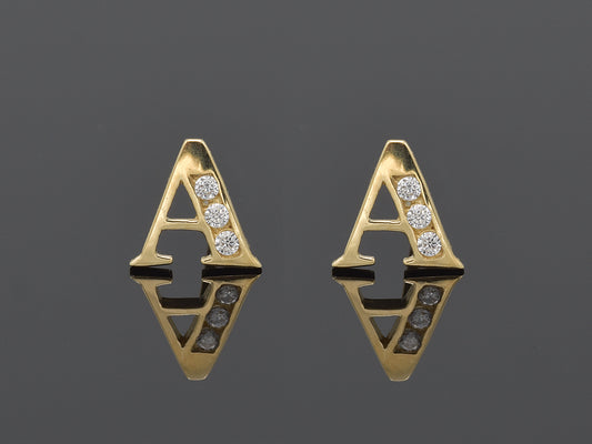 14K Initial Letter Alphabet Stud Earrings A-Z any Alphabet