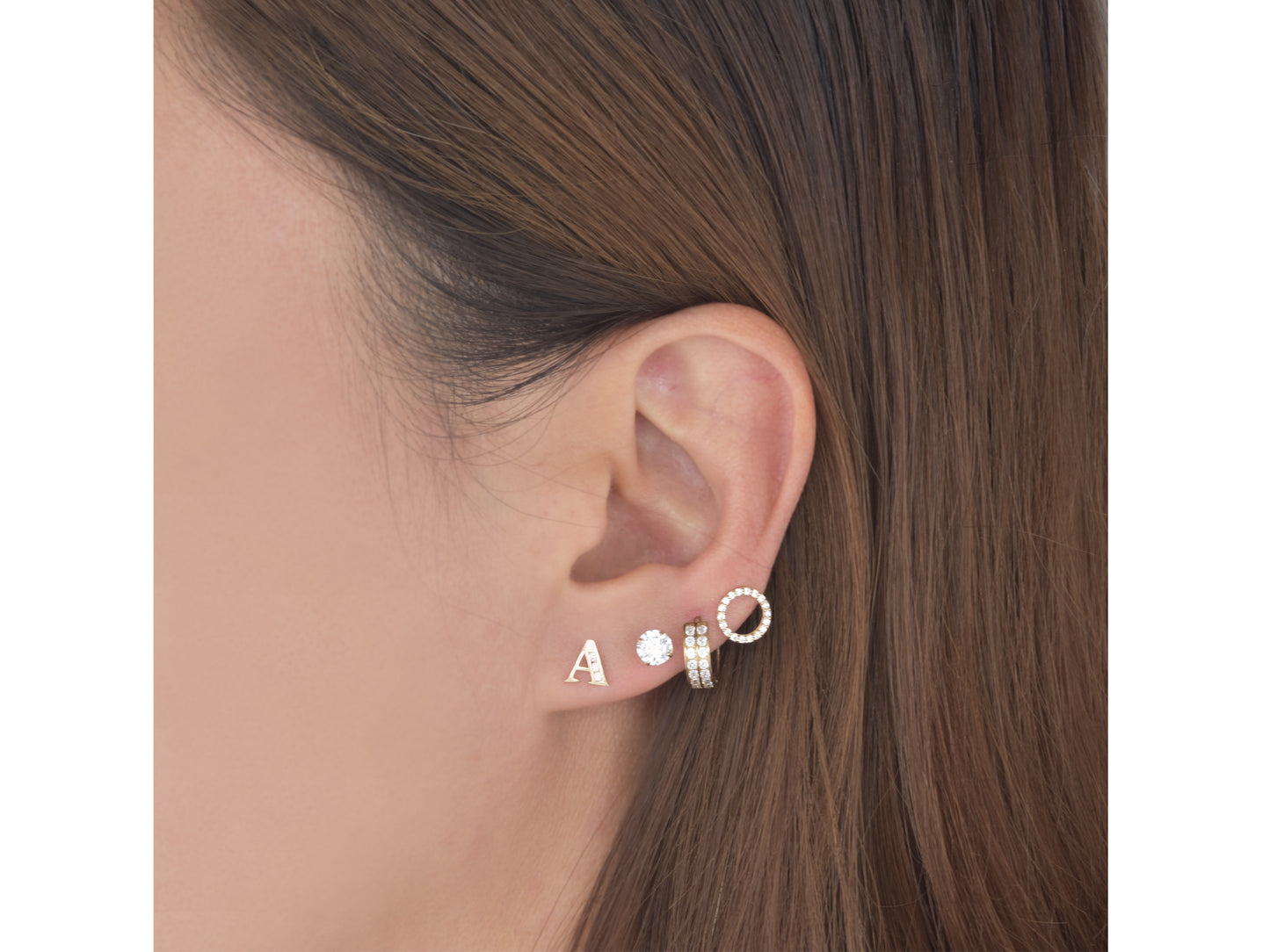 14K Initial Letter Alphabet Stud Earrings A-Z any Alphabet