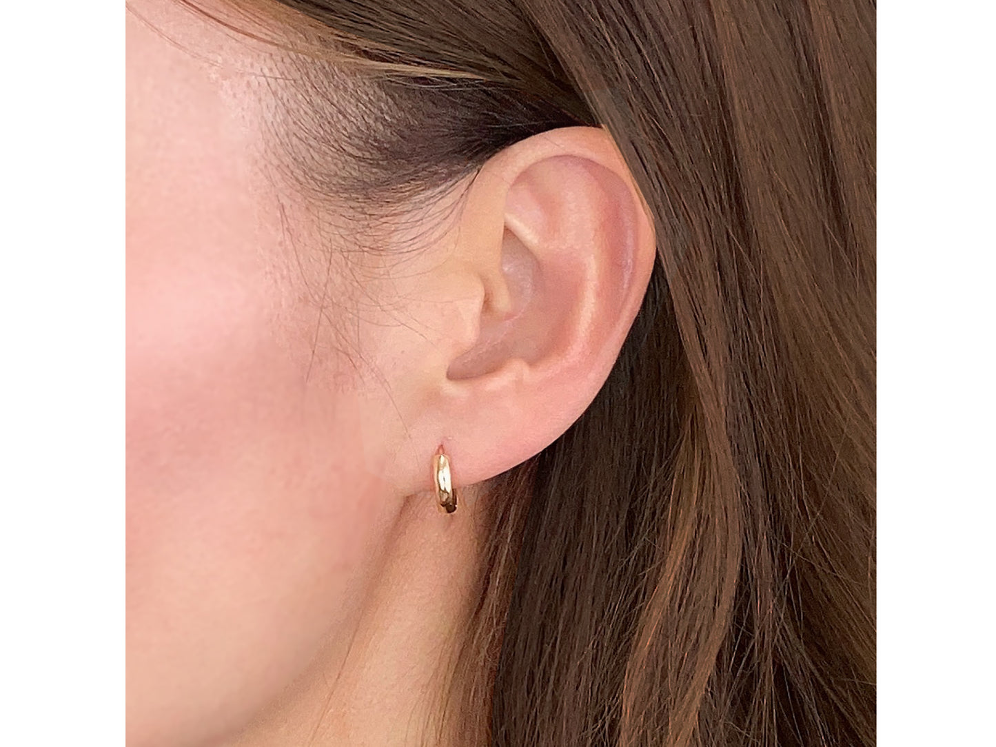 14K Solid Gold Minimalist Huggie Hoops