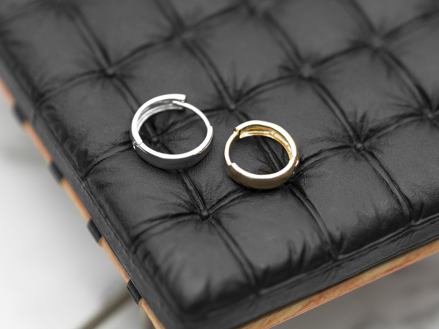 14K Solid Gold Minimalist Huggie Hoops