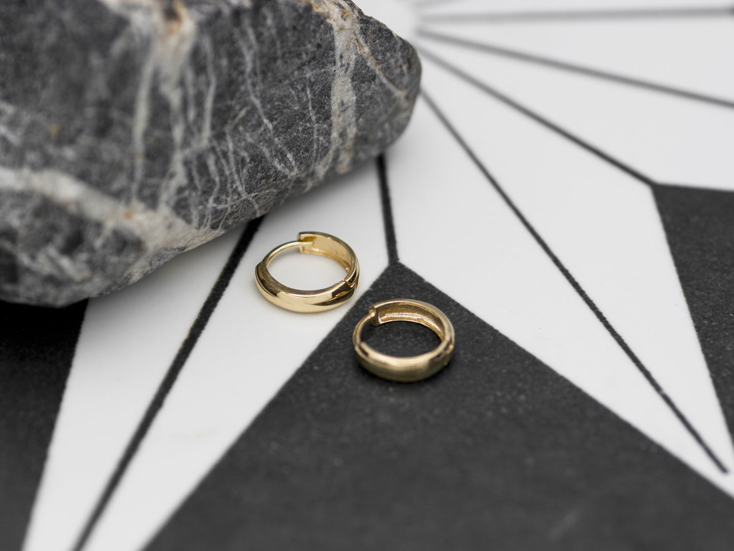 14K Solid Gold Minimalist Huggie Hoops