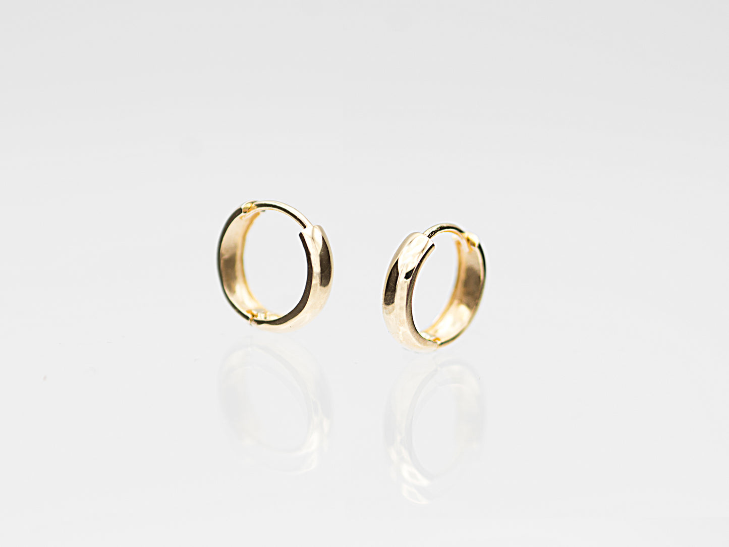 14K Solid Gold Minimalist Huggie Hoops