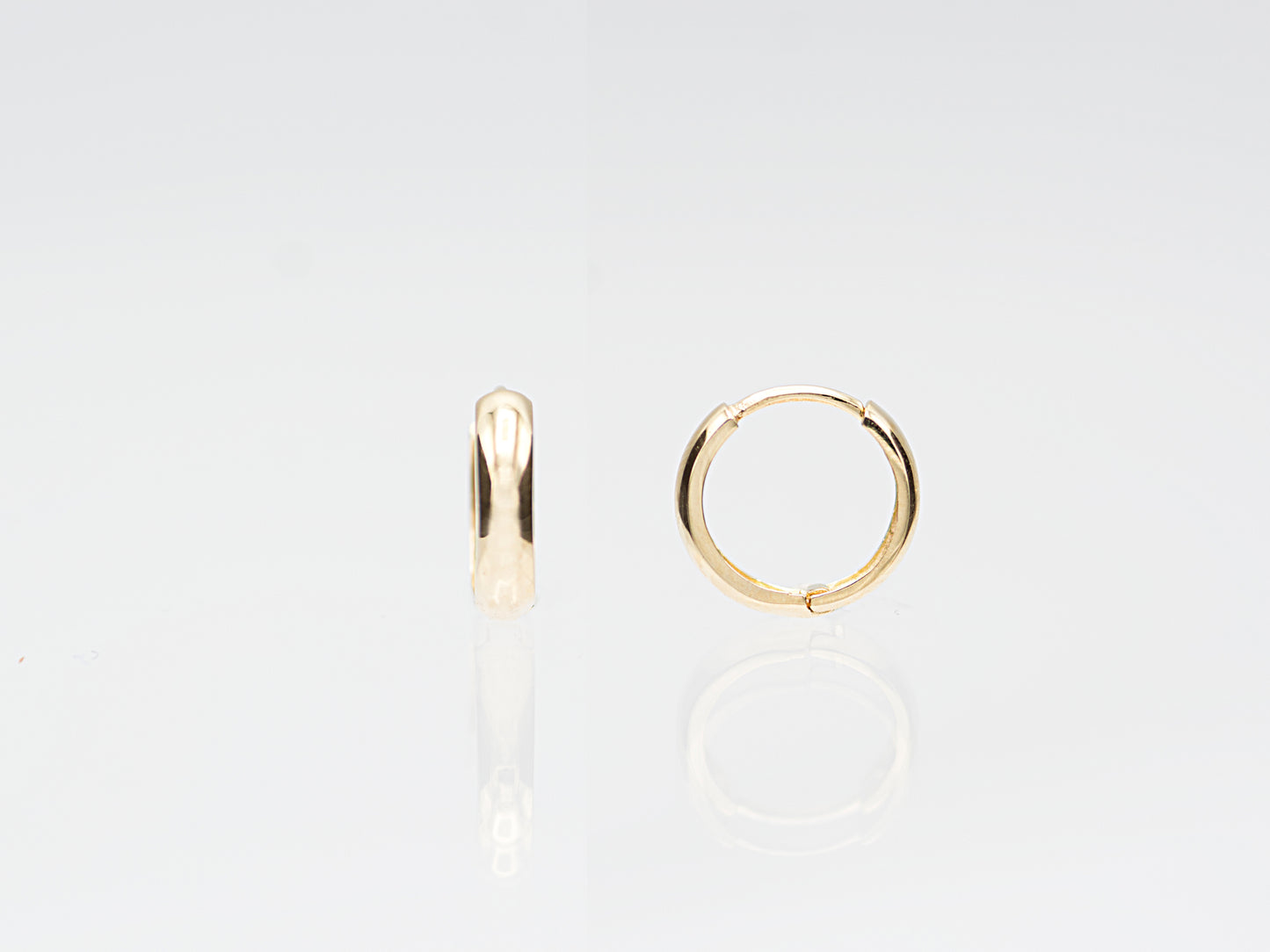 14K Solid Gold Minimalist Huggie Hoops