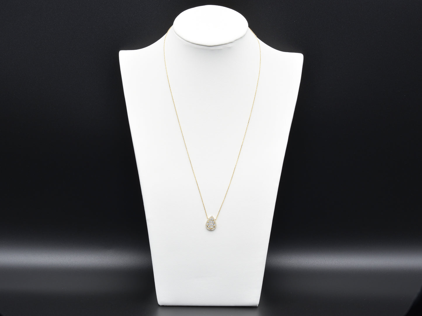 14K solid yellow gold Teardrop multi CZ pendant