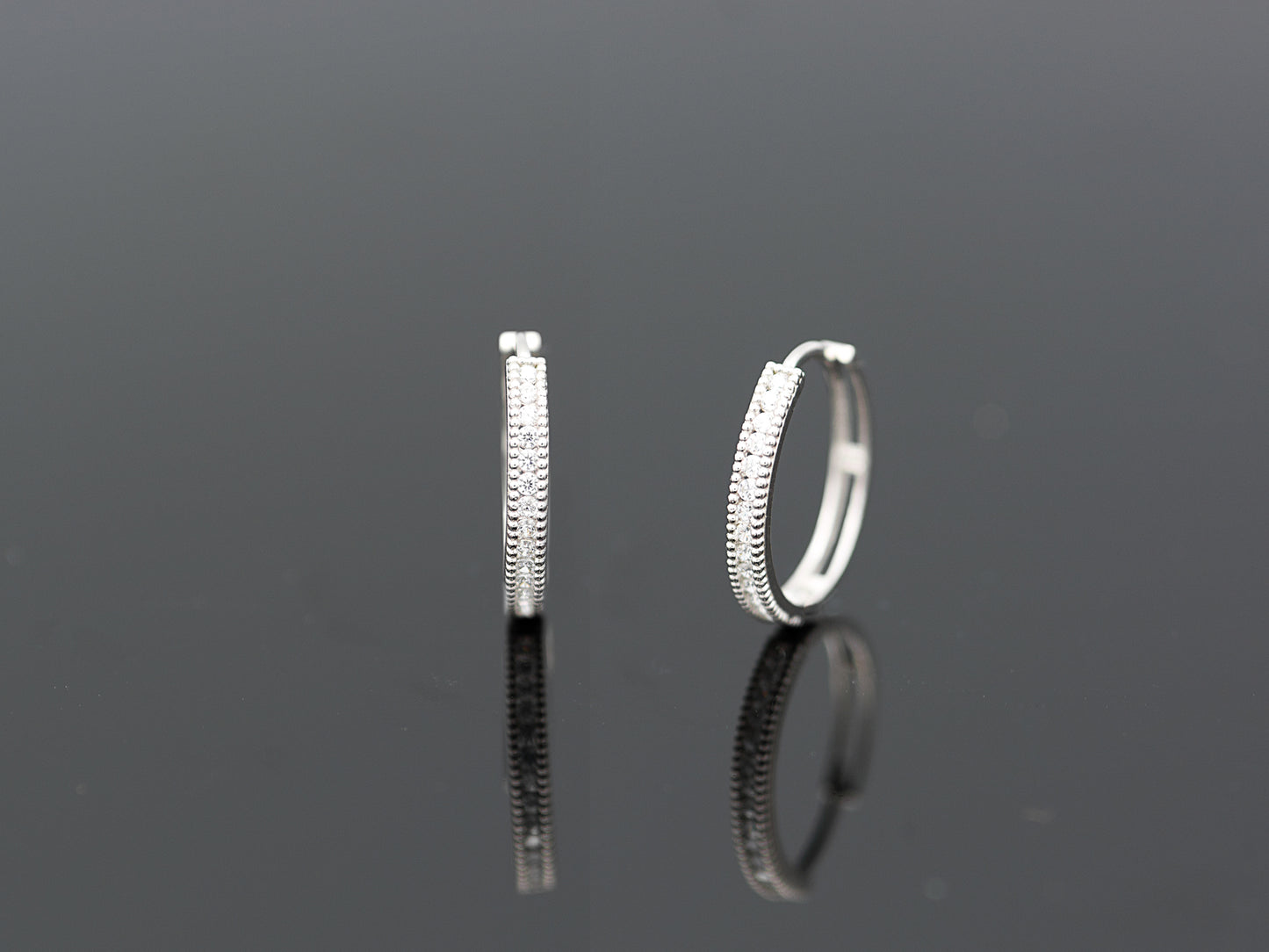 14K Solid Yellow/White Gold Paved Hoop Earrings