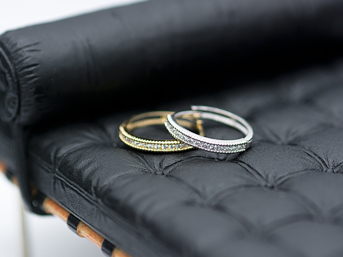 14K Solid Yellow/White Gold Paved Hoop Earrings