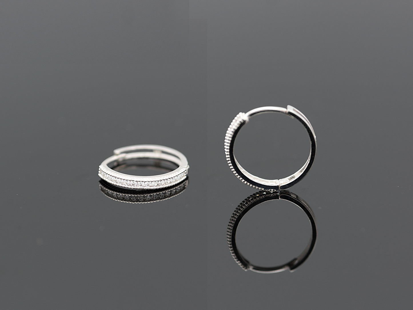 14K Solid Yellow/White Gold Paved Hoop Earrings
