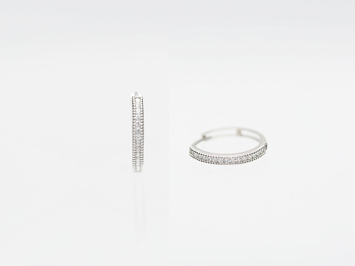 14K Solid Yellow/White Gold Paved Hoop Earrings