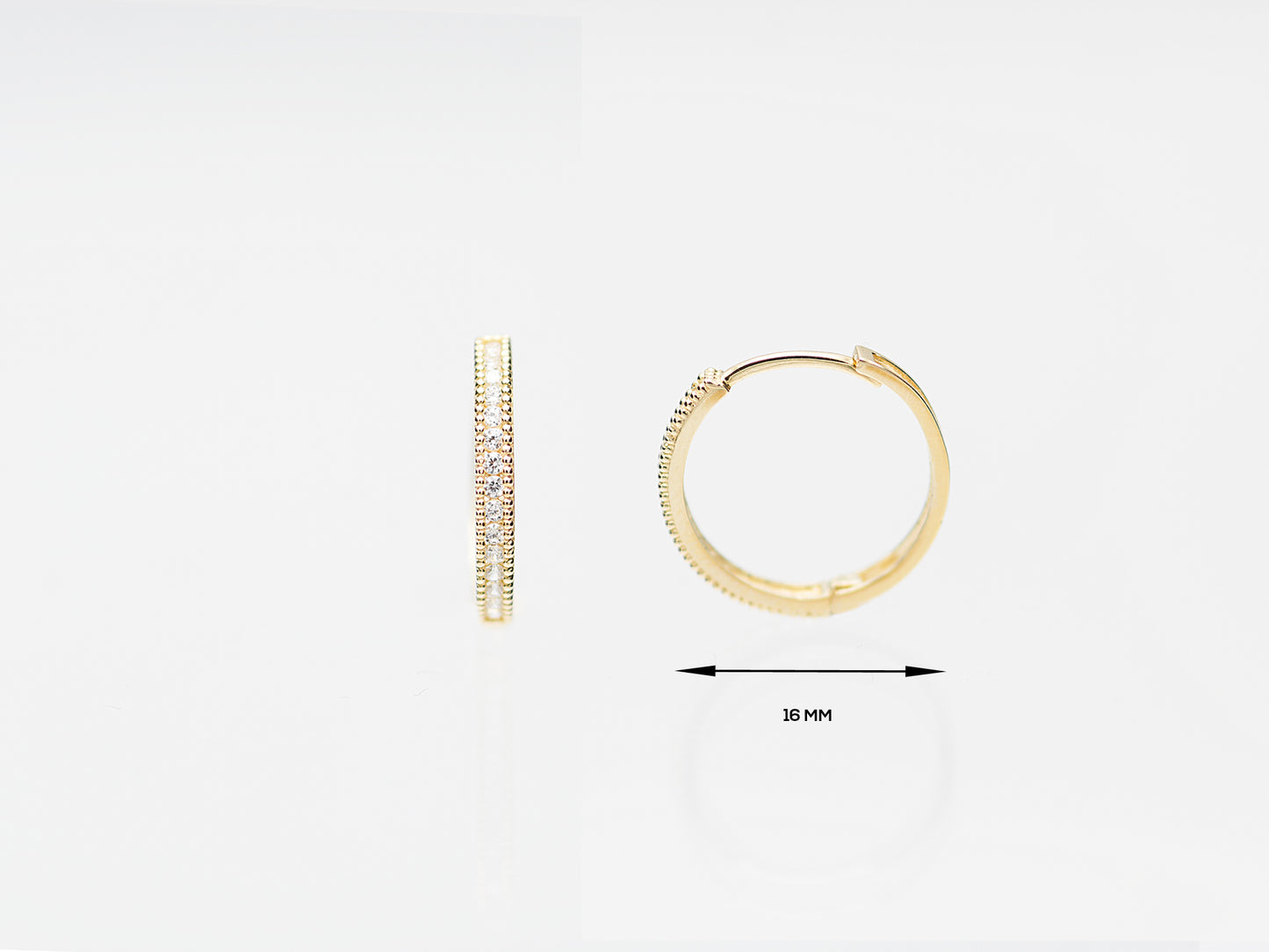 14K Solid Yellow/White Gold Paved Hoop Earrings