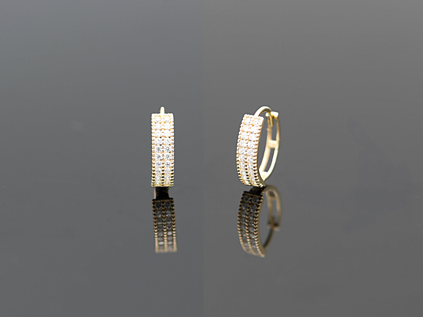 14k solid yellow gold Oval shape Huggie Hoop