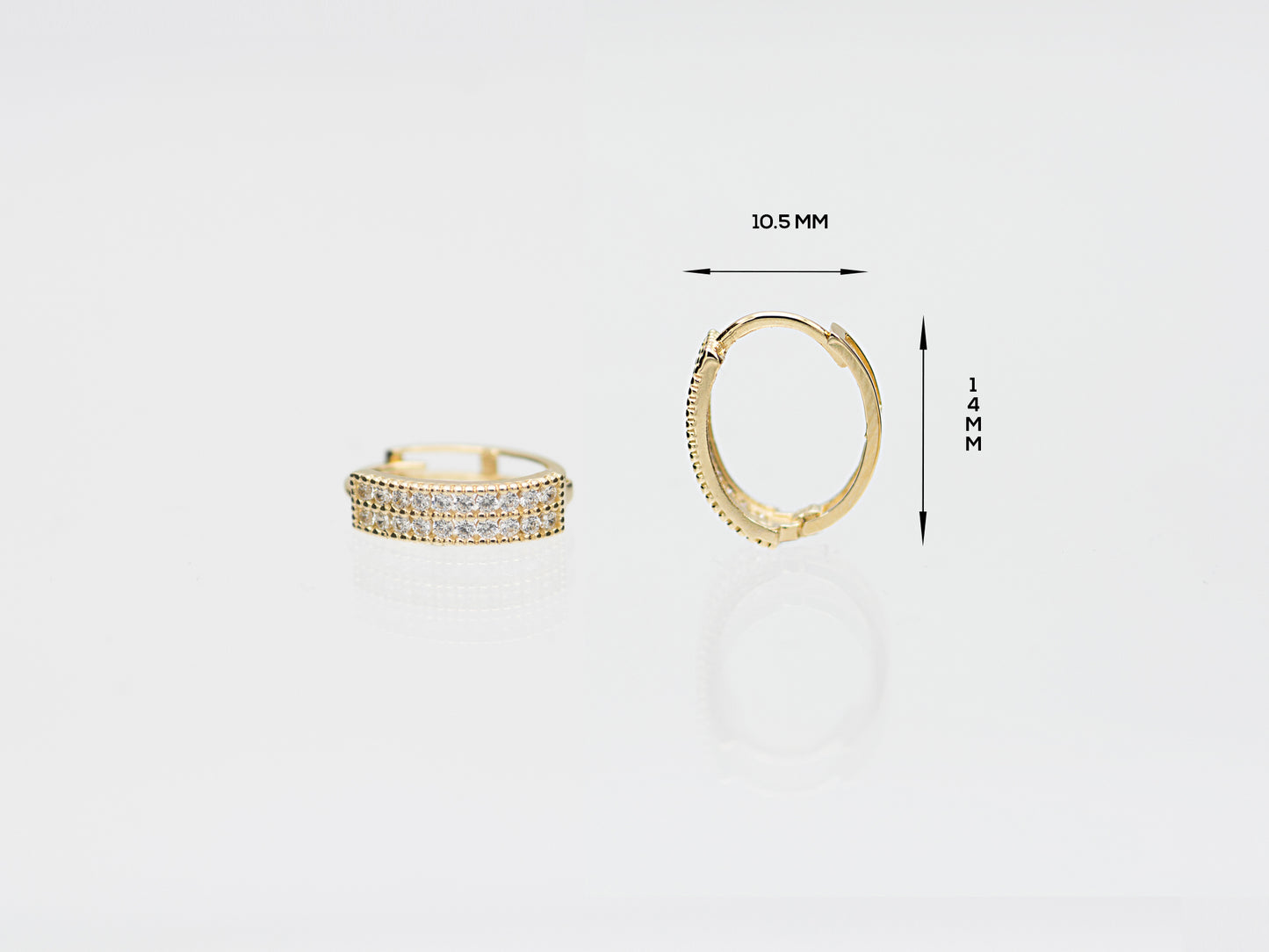14k solid yellow gold Oval shape Huggie Hoop