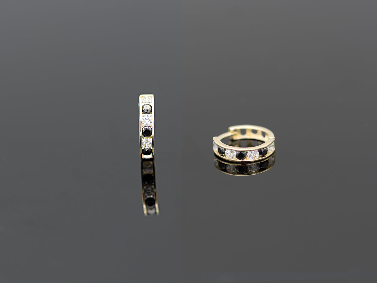 14k Solid Yellow Gold Colorful hoops with bright gems