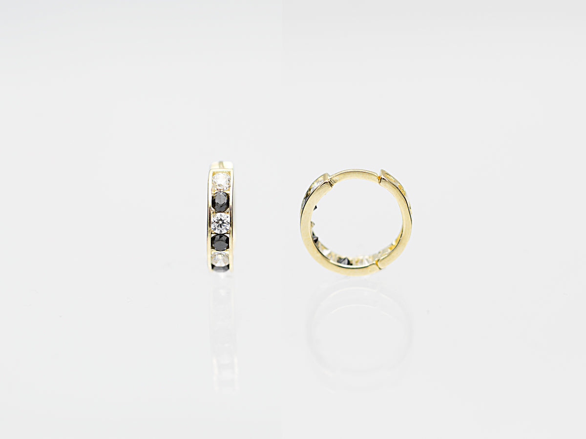 14k Solid Yellow Gold Colorful hoops with bright gems