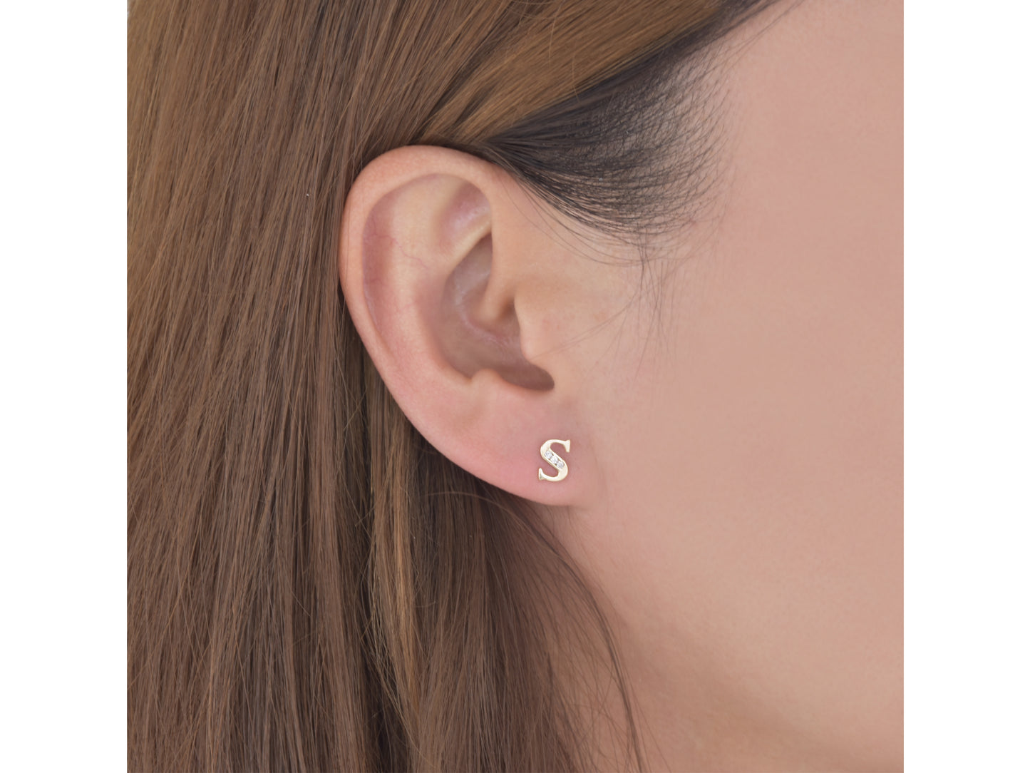 14K Initial Letter Alphabet Stud Earrings A-Z any Alphabet